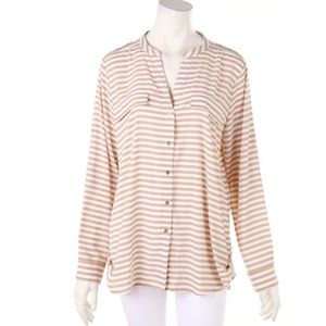 Calvin Klein | Women’s Modern Essentials blouse, size medium, white/tan.…